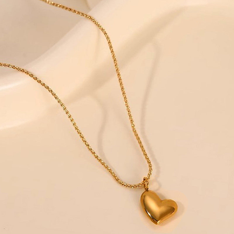 Infinite Love: 18K Gold Plated Minimalist Puffy Heart Anti-Tarnish Necklace