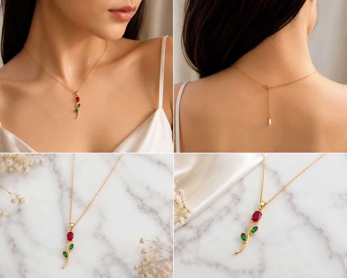Elegant Rose Pendant Necklace