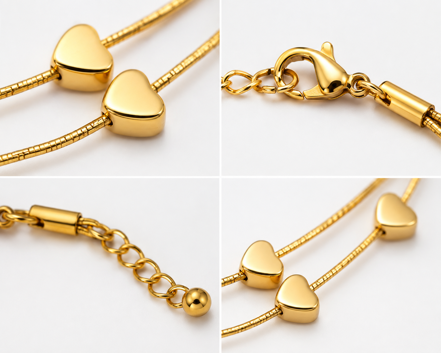 Heart Charm Double-Layer Anklet