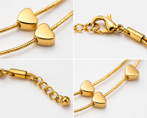 Heart Charm Double-Layer Anklet