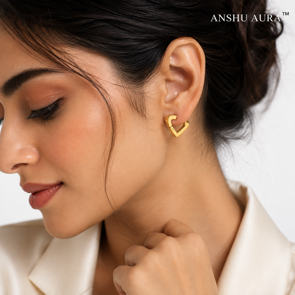 Golden Heart Hoop Earrings