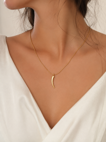 Gold-Tone Curved Horn Pendant