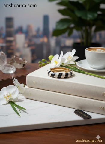 Classic monochrome triped enamel bracelets