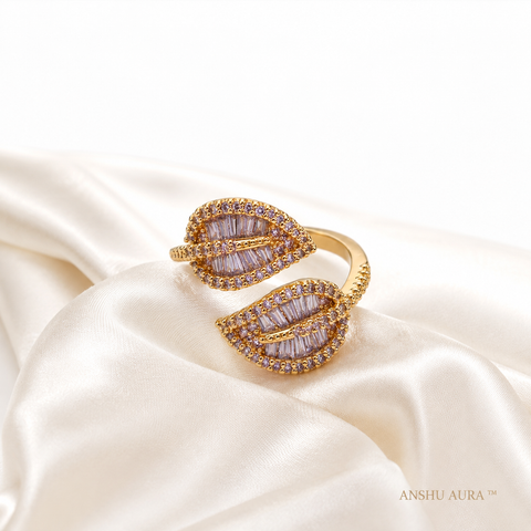 Luxe Lavender Leaf Open Ring
