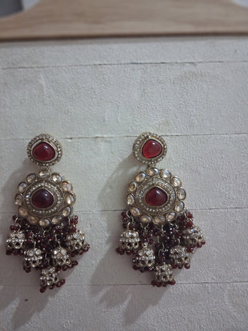 Navrang Premium Kundan & Bead Drop Jhumka Earrings (Available in 12 Shades)