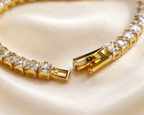 Gold Square-Cut Tennis Bracelet