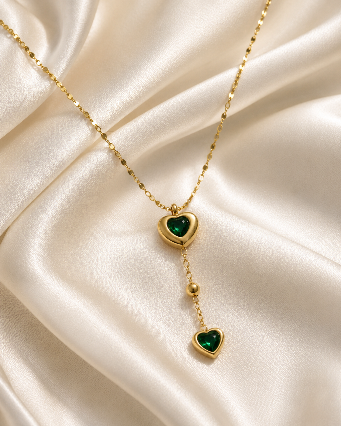Emerald Heart Drop Necklace