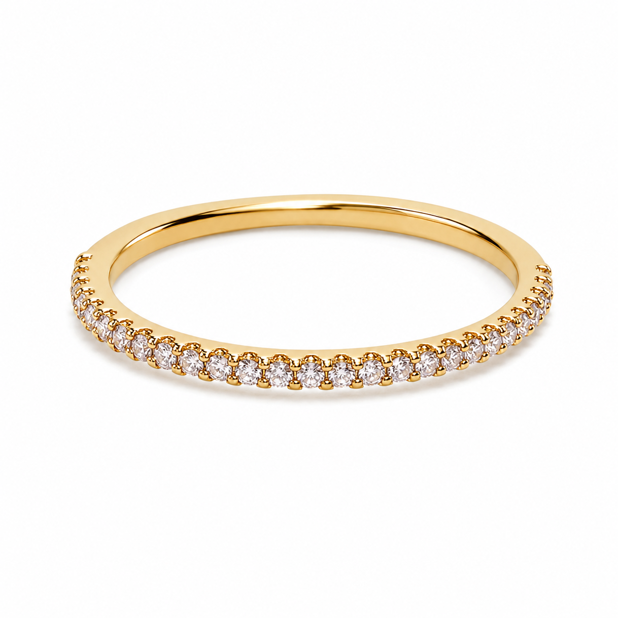 Elegant Gold-Tone Pavé Crystal Ring