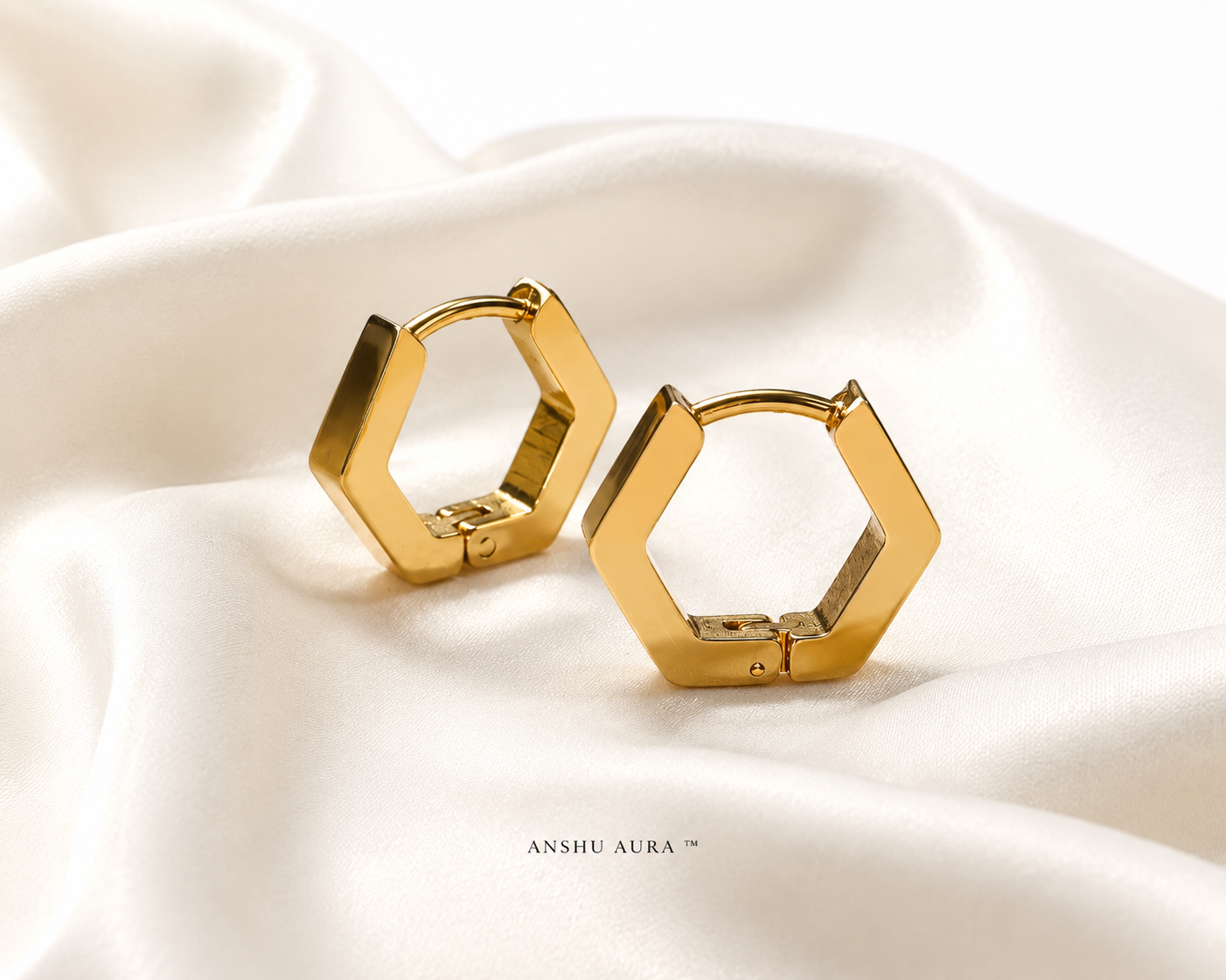 Hexa Gold Hoop Earrings