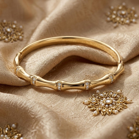 Bamboo Crystal Gold-Tone Kada