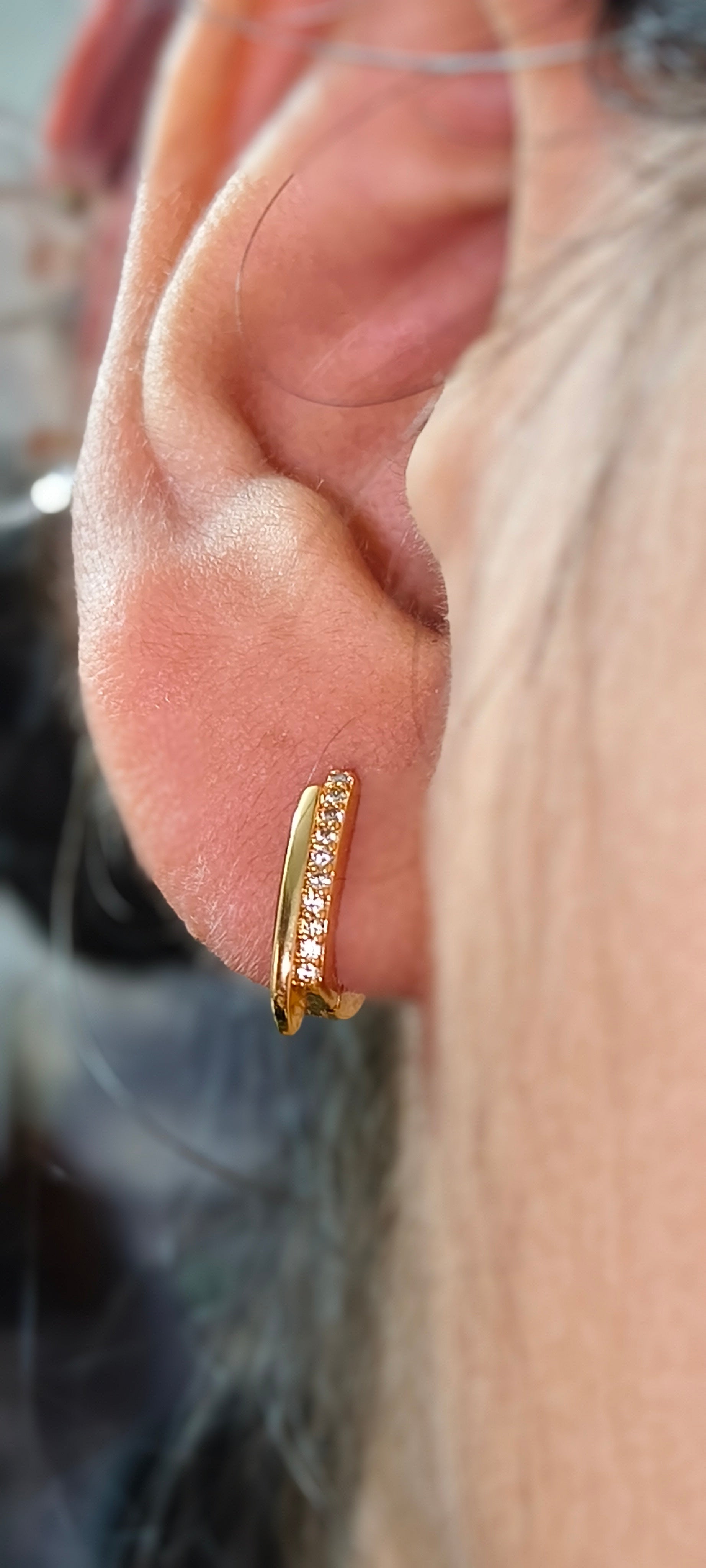 Elegant Pavé Gold Hoop Earrings