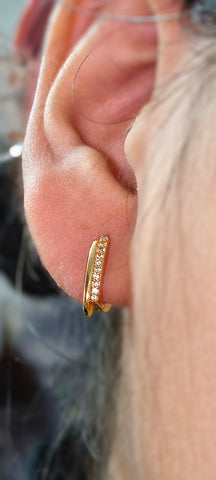 Elegant Pavé Gold Hoop Earrings