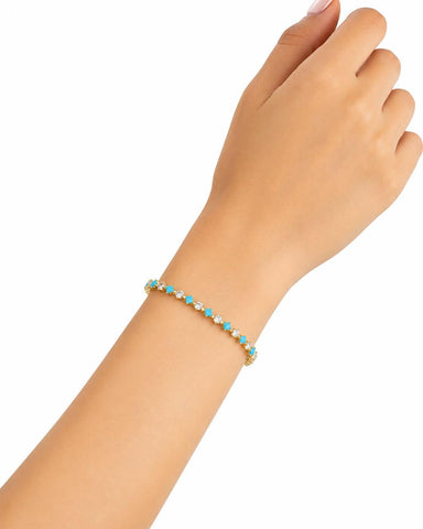 Turquoise & Cubic Zirconia Tennis Bracelet