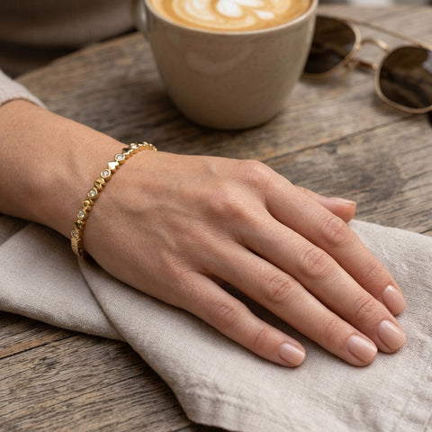 Gold Bezel Crystal Bracelet for Women