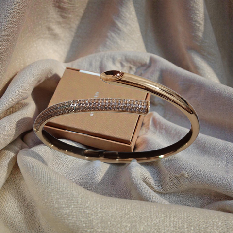 Rose Gold Serpent-Style Bypass Bangle
