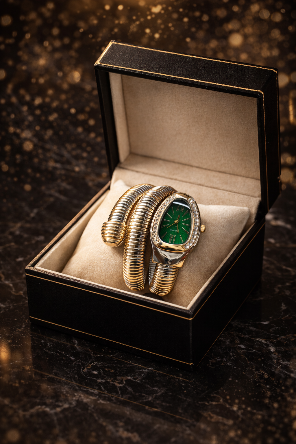 Golden Serpent Coil Watch – Timeless Luxury Edition