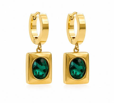 Emerald Luxe Gold Drop Huggie Earrings