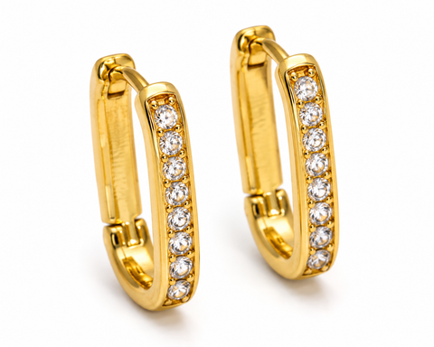 Golden Crystal Huggie Hoop Earrings