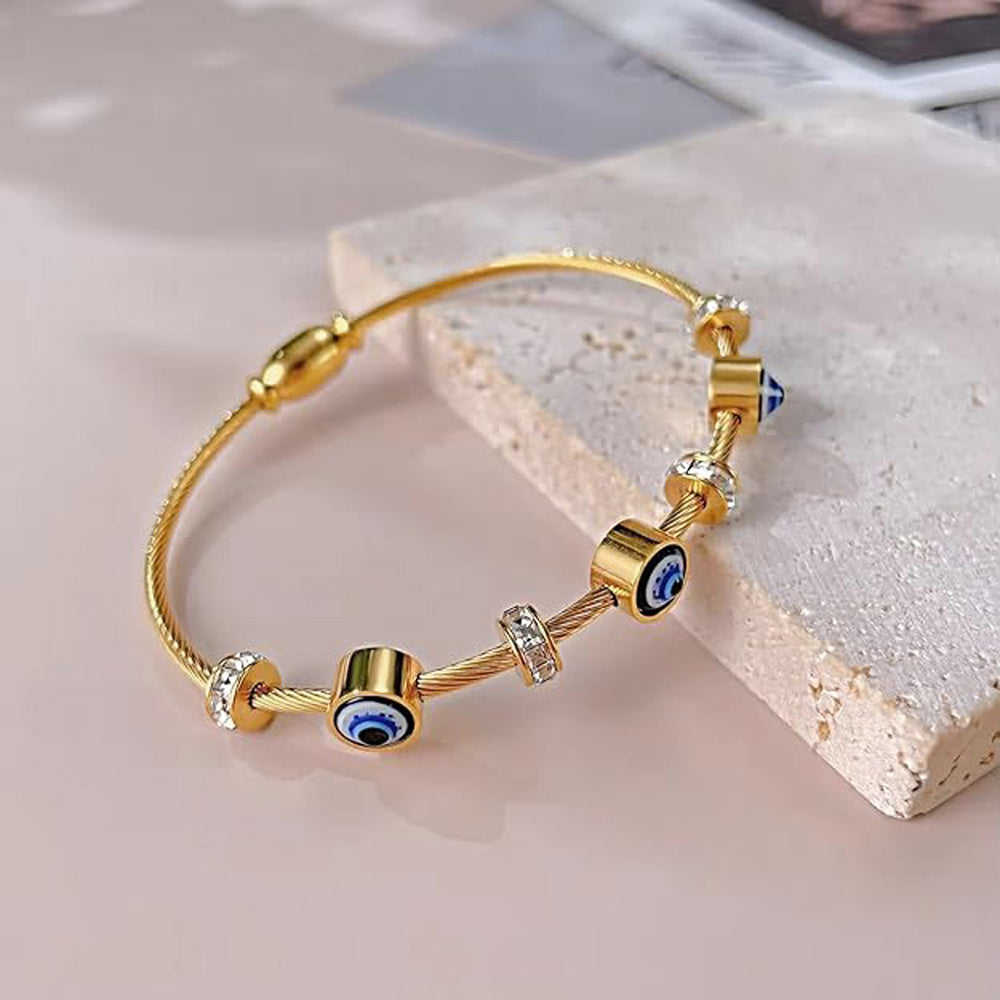 Aura Shield: Slim Twisted Cable Evil Eye Bracelet