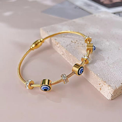 Aura Shield: Slim Twisted Cable Evil Eye Bracelet