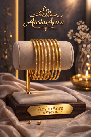 AnshuAura Luxury Gold Bangles Set – Elegant Designer Bangles for Women