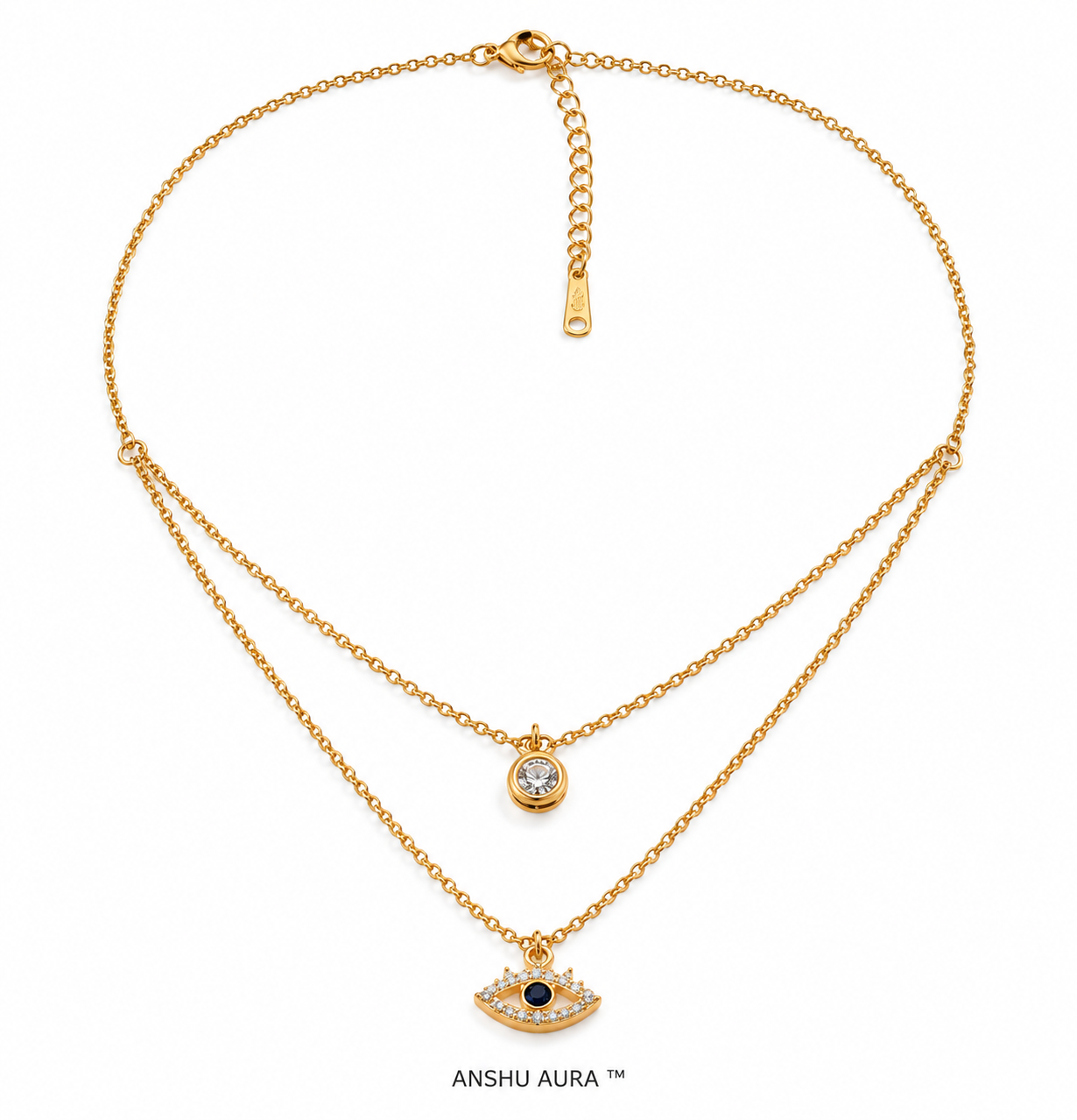 Golden Evil Eye Layered Necklace – Premium Anti-Tarnish Jewellery
