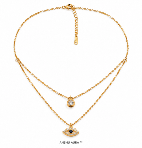 Golden Evil Eye Layered Necklace – Premium Anti-Tarnish Jewellery