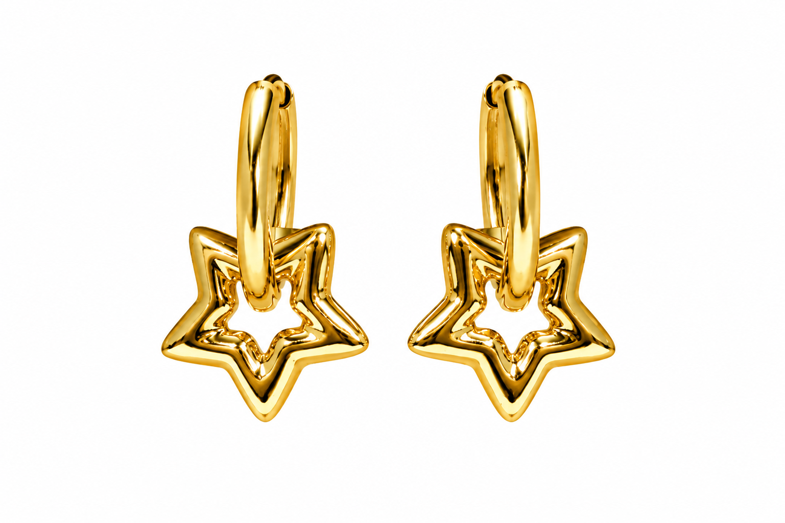 Golden Star Hoop Earrings