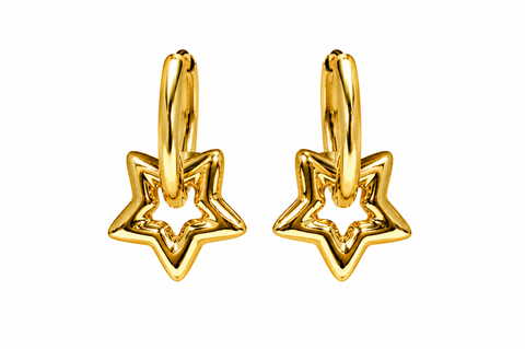 Golden Star Hoop Earrings