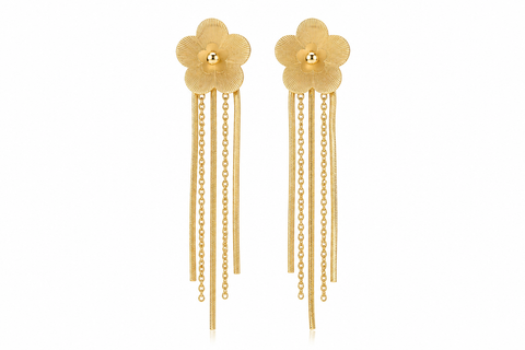 Gold Floral Chain Drop Earrings