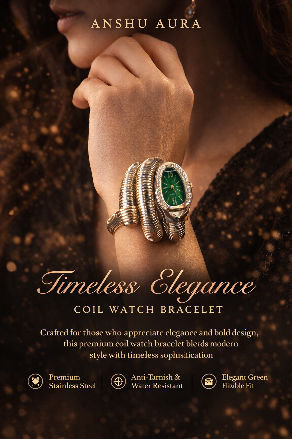 Golden Serpent Coil Watch – Timeless Luxury Edition