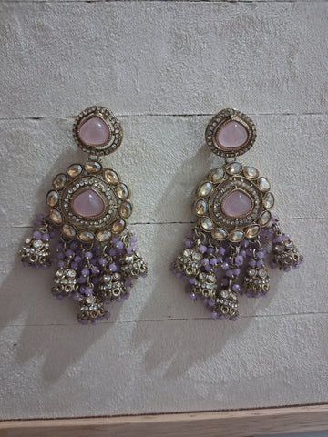 Navrang Premium Kundan & Bead Drop Jhumka Earrings (Available in 12 Shades)
