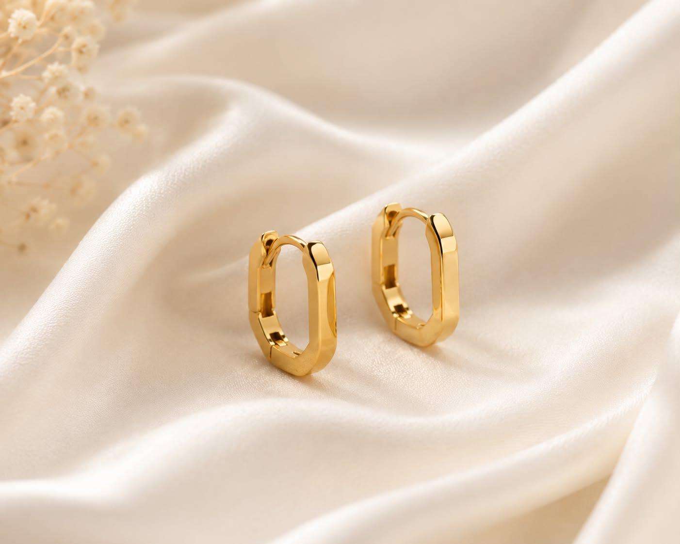Premium Gold Geometric Hoop Earrings