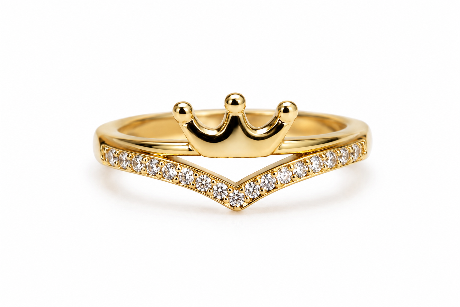 Royal Crown V-Shaped Sparkle Ring
