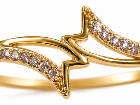 Golden Pavé Chevron Ring – Elegant Statement Ring
