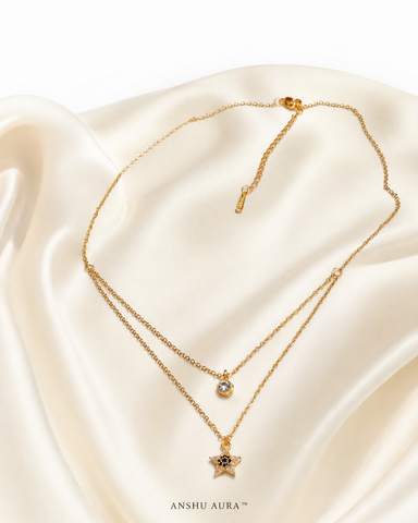 Elegant Star Layered Necklace – Gold Finish