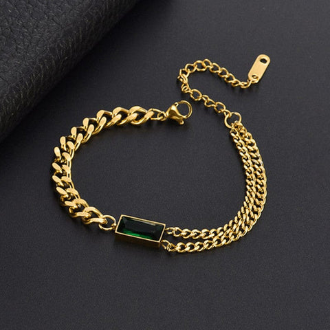 Emerald Luxe Gold Chain Bracelet