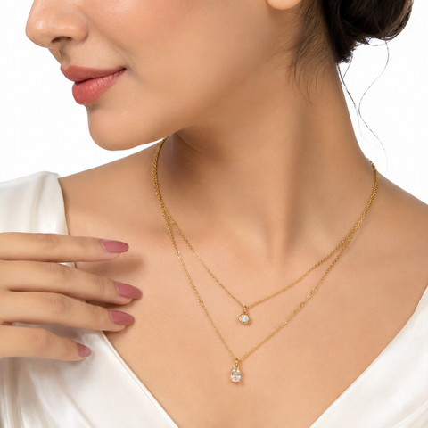 Celeste Dual-Layer Crystal Pendant Necklace