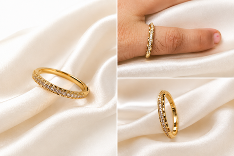 Elegant Pavé Sparkle Gold Ring