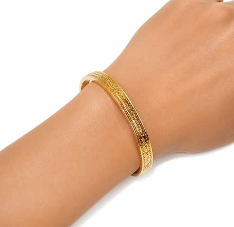 Heart Engraved Gold-Tone Bracelet