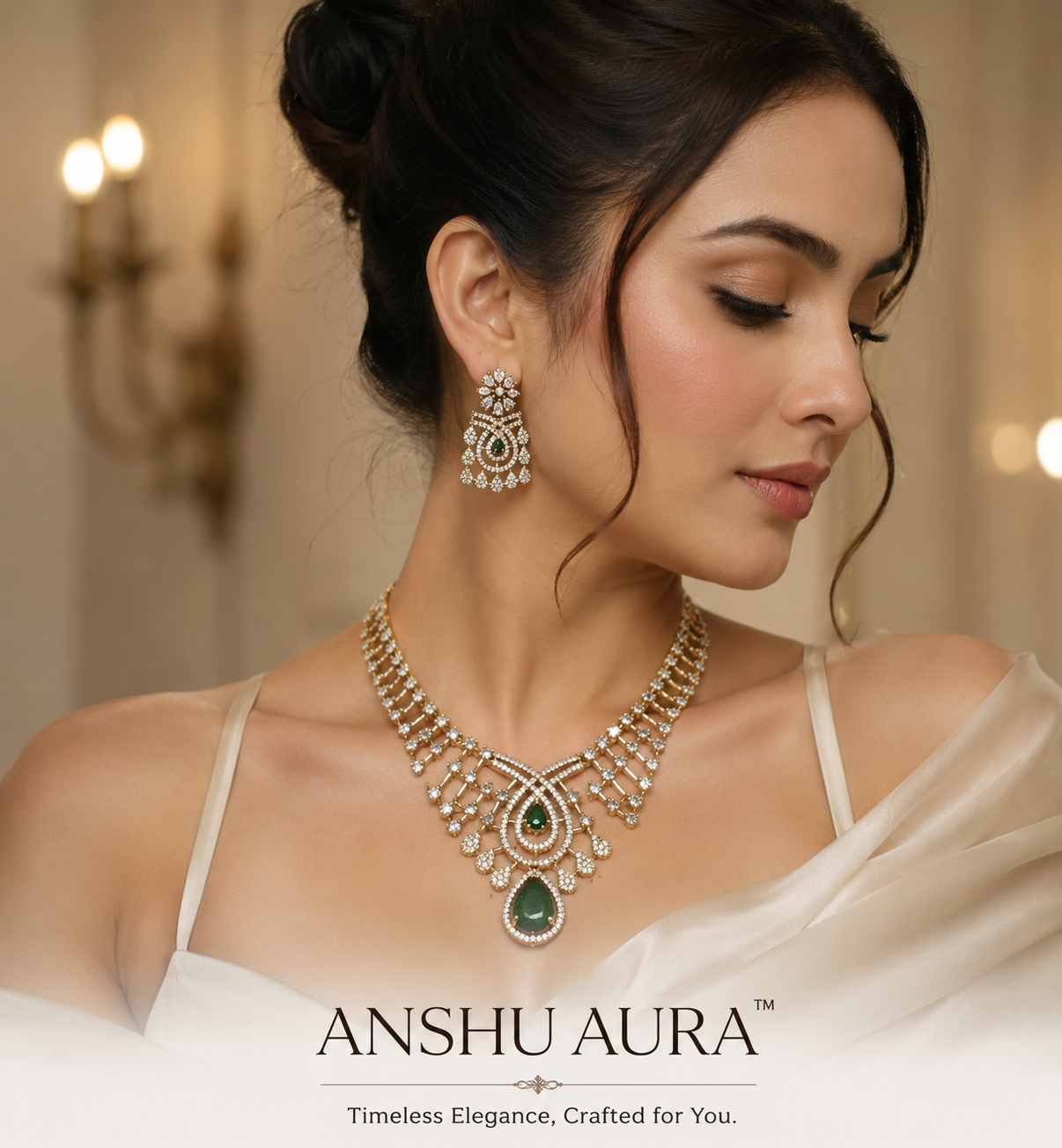 Emerald Radiance AD Statement Necklace Set
