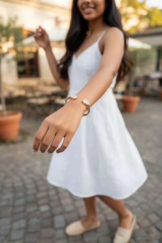 Elegance Pear-Cut Rose Gold Open Cuff Bangle – Anshu Aura Signature Collection