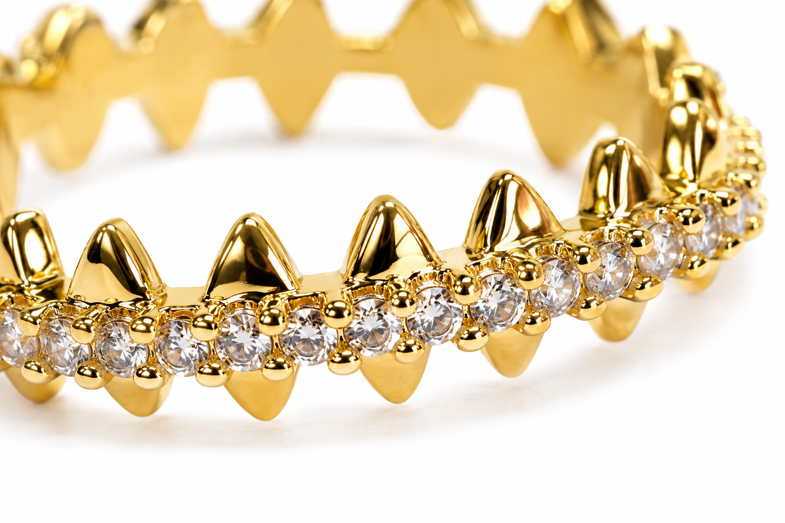 Royal Crown CZ Open Ring – Gold Finish