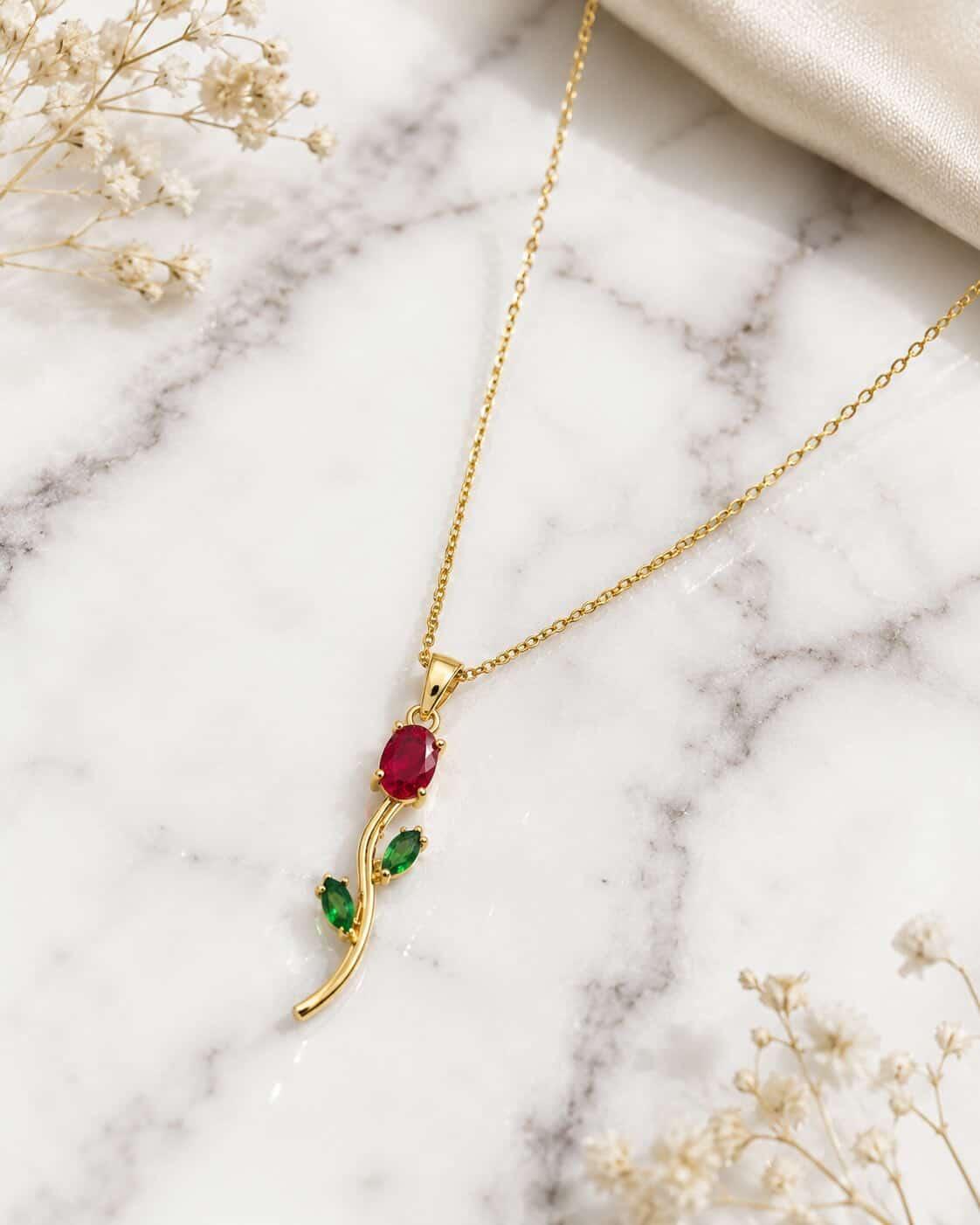 Elegant Rose Pendant Necklace