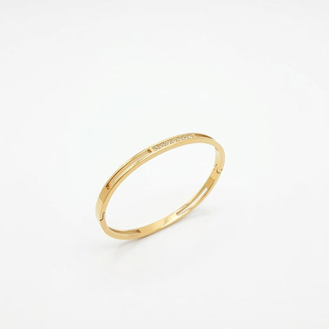Gold Finish Crystal Open Cuff