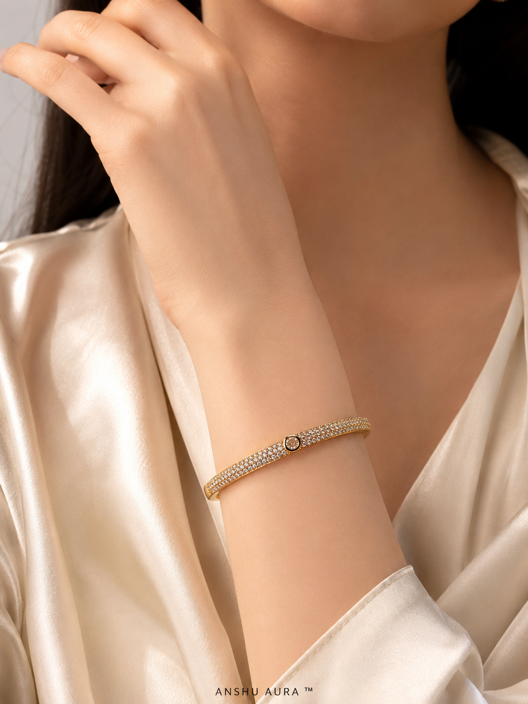 Celeste Crystal Gold-Tone Open Cuff Bracelet