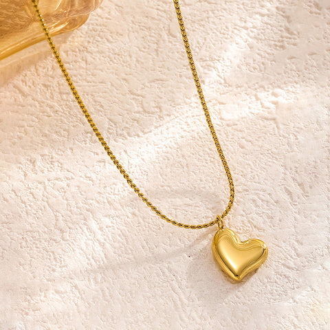 Infinite Love: 18K Gold Plated Minimalist Puffy Heart Anti-Tarnish Necklace