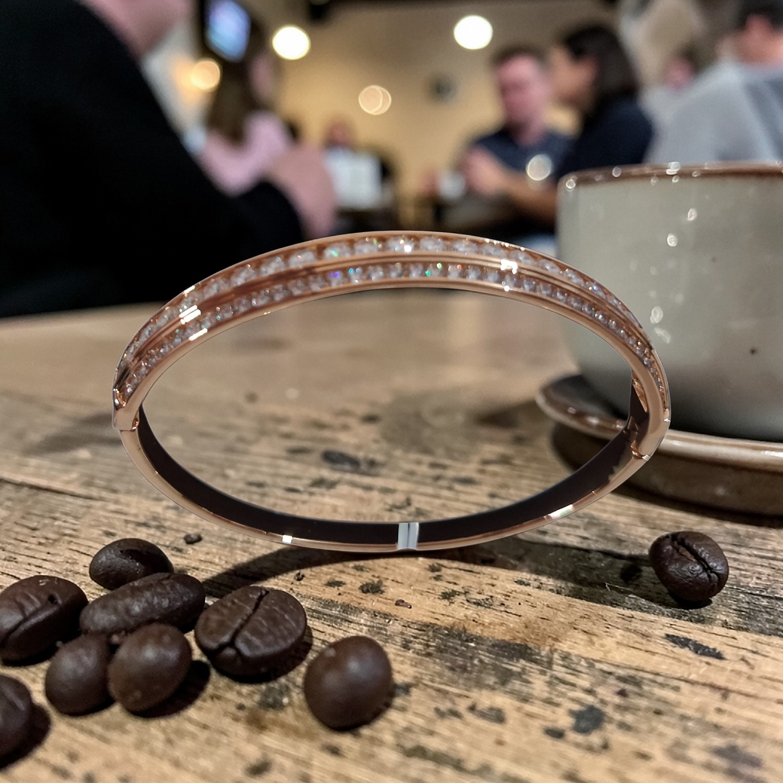 Ethereal Dual-Row Crystal Rose Gold Bangle