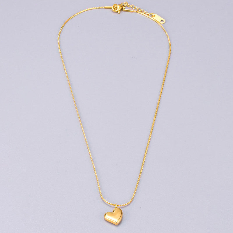 Infinite Love: 18K Gold Plated Minimalist Puffy Heart Anti-Tarnish Necklace
