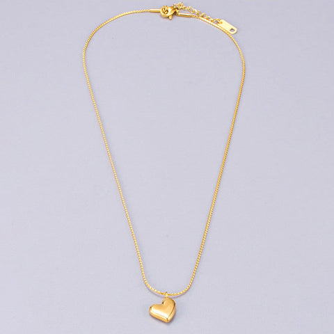 Infinite Love: 18K Gold Plated Minimalist Puffy Heart Anti-Tarnish Necklace